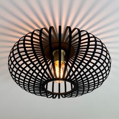 Zwarte met gouden plafonniere Lieve, Rond