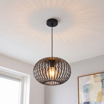 Zwarte hanglamp Lieve, Rond, klein