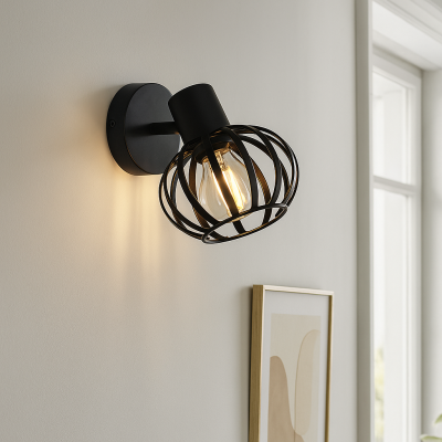 Industriële wandspot zwart, Lieve