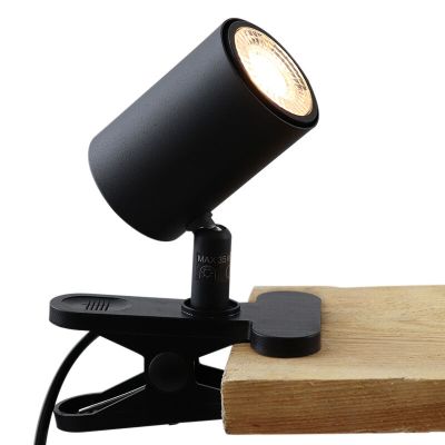 Moderne klemspot zwart, Elena, met schakelaar