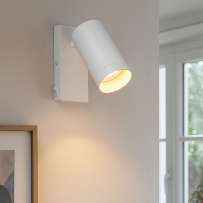 Moderne wandspot wit, Nadi, met schakelaar