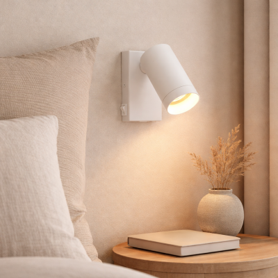 Moderne wandspot wit, Nadi, met schakelaar