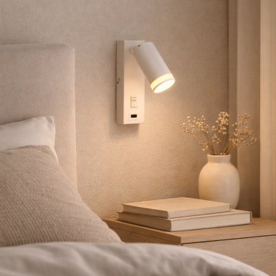 Moderne wandspot wit, Tara, met schakelaar