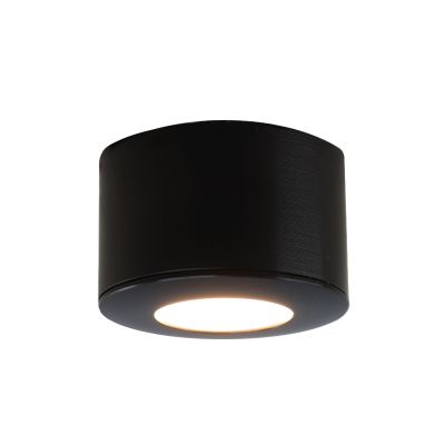 Ronde zwarte Veranda opbouwspot Vasso, IP44, dimbaar
