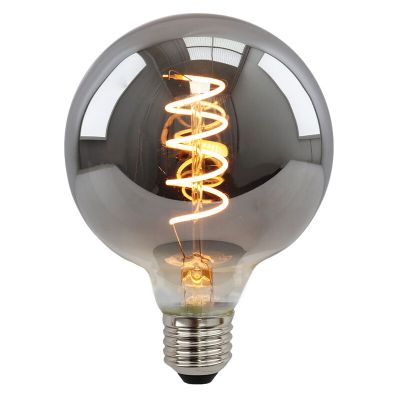 Dimbare Olucia E27 LED lamp, Tuelo, G95, 4W, rookglas, 2200k