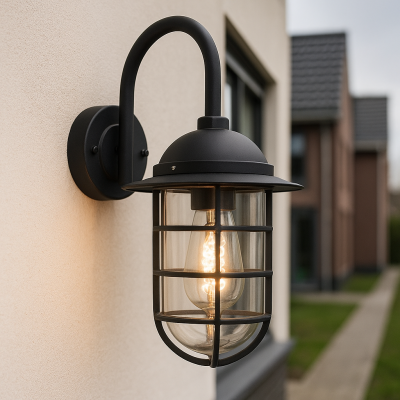 Klassieke buitenlamp zwart, Havana, IP54