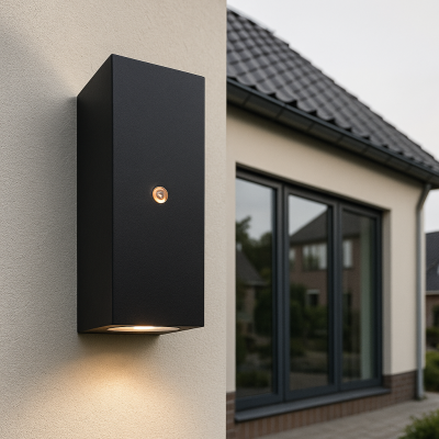 Moderne buiten wandlamp met schemersensor zwart, Corella, IP54