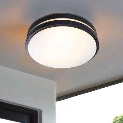 Kunststof buiten plafondlamp met bewegingssensor zwart, James, IP44