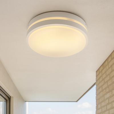 Kunststof buiten plafondlamp met bewegingssensor wit, James, IP54