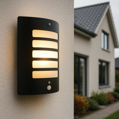 Moderne buiten wandlamp met bewegingssensor Manuel, zwart, aluminium, IP44
