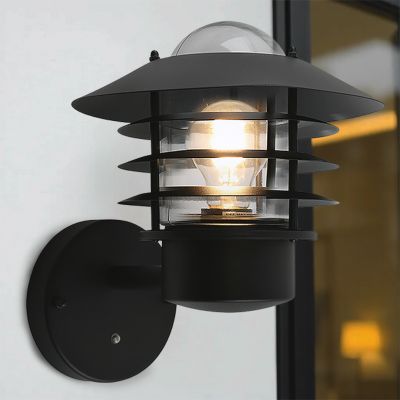 Rvs buiten wandlamp met schemersensor zwart, Felice, IP44