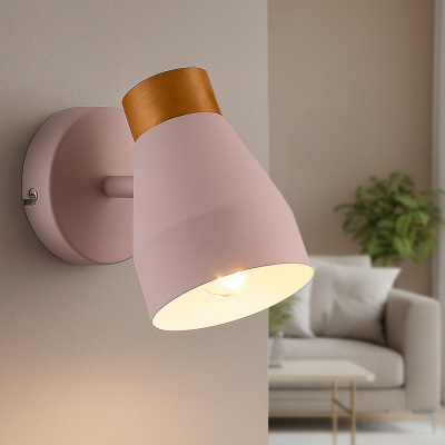 Landelijke wandlamp roze, Freddie, met schakelaar