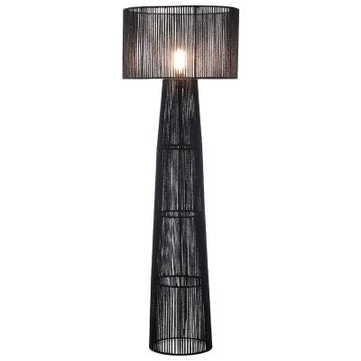 Landelijke vloerlamp zwart, Sanny, met schakelaar