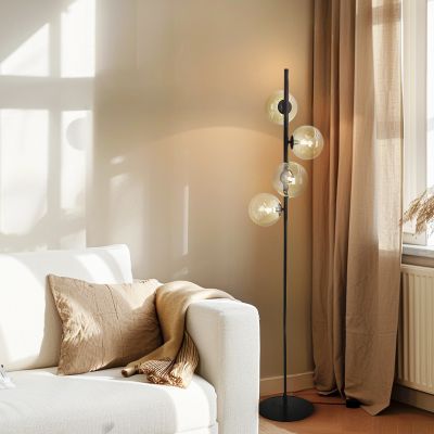 Design vloerlamp amber, Remo, met schakelaar