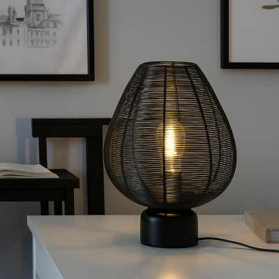 Moderne tafellamp zwart, Lesly, met schakelaar