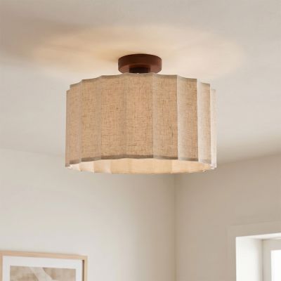 Landelijke plafondlamp beige, Loulou