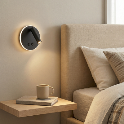 Moderne wandlamp zwart, Robbie, 10W, 4000K LED, met schakelaar