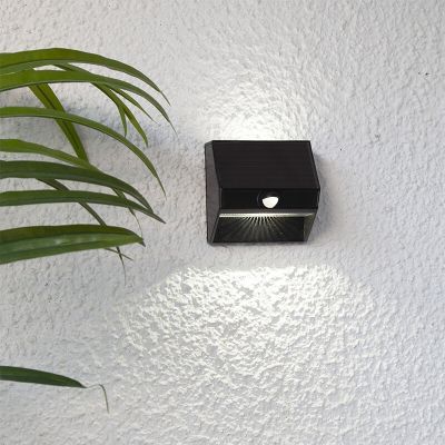 Kunststof buiten wandlamp op zonne-energie zwart, Amier, 0,06W, 5000K LED, IP44