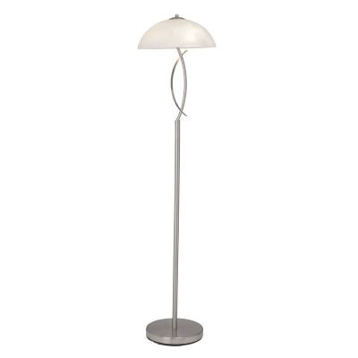Mat chroom, witte alabaster vloerlamp Ishara