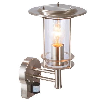 Metalen buiten wandlamp met bewegingssensor chroom, Shamayra, IP44