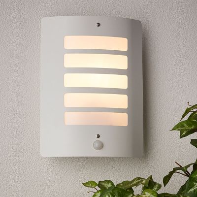 Metalen buiten wandlamp met bewegingssensor wit, Alea, IP44