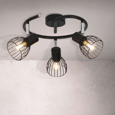 Industriële plafondspot Adama, zwart