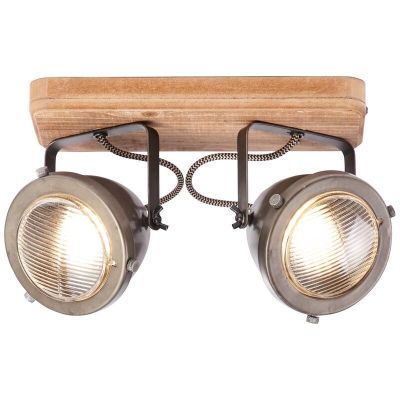 Moderne plafondlamp Elena, Burned Steel, Hout