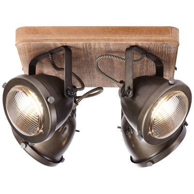 Moderne plafondlamp Elena, Burned Steel, Hout