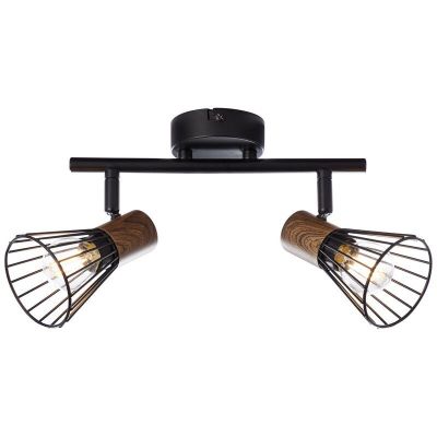 Moderne plafondlamp Floor, Donkerkleurig Hout, Mat Zwart