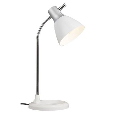 Zilveren, Witte bureaulamp Liberty