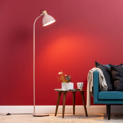 Landelijke vloerlamp roze, Thalina, met schakelaar