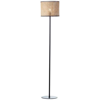 Landelijke vloerlamp Emmelie, Rotan, met aan/uit schakelaar op het snoer