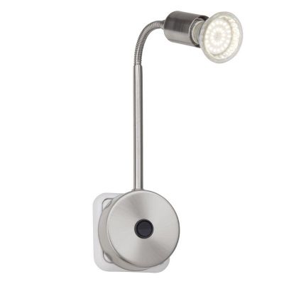 Metalen stopcontact wandlamp chroom, Hayo, met schakelaar