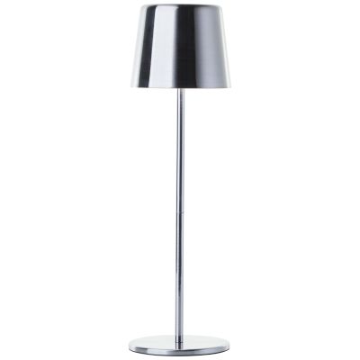 Moderne oplaadbare buiten tafellamp nikkel, Skander, 4W, warm tot koud wit verstelbare LED, IP44, met touchdimmer