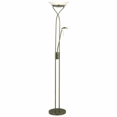 Moderne staande leeslamp messing, Joann, 18W, 3000K LED, met schakelaar
