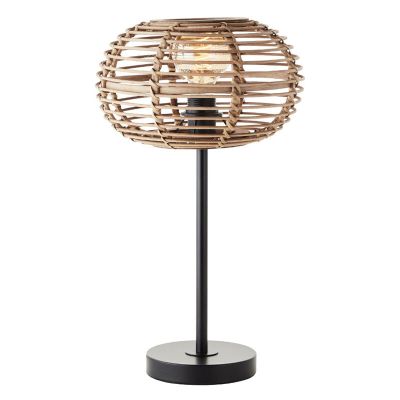 Rotan tafellamp bruin, Sevim, met schakelaar