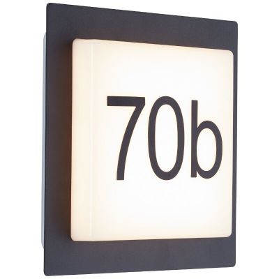 Aluminium huisnummer met verlichting zwart, Nurcan, 9W, 3000K LED, IP44