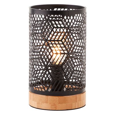 Houten tafellamp zwart, Sherona, met schakelaar