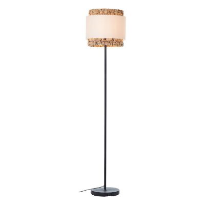 Landelijke vloerlamp bruin, Vibeke, met schakelaar