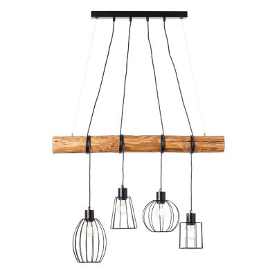 Houten hanglamp zwart, Fevzi