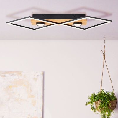 Houten plafonnière zwart, Virginia, 32W, 3000K LED