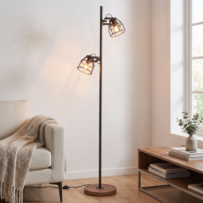 Zwarte vloerlamp Calvin, metaal, industrieel
