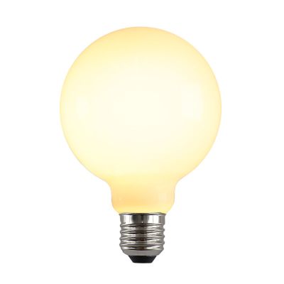 Dimbare Olucia E27 LED lamp, G95, 5W, Wit glas, 2700k