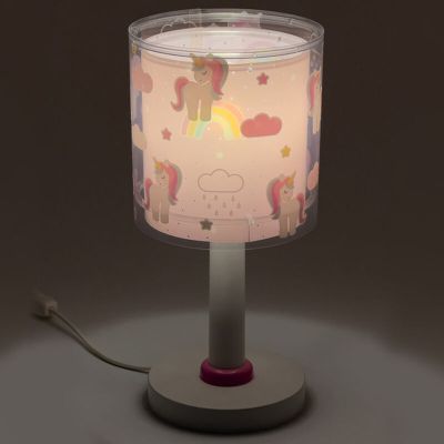 Roze kinderkamer tafellamp kunststof, Unicorn