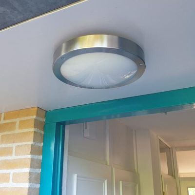 Zilveren buiten wandlamp met schemersensor glas, Bob, IP44