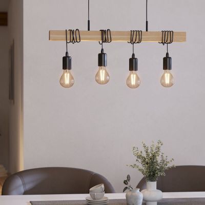 Houten balk hanglamp zwart, Anton