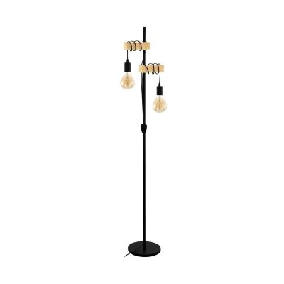 Zwarte landelijke vloerlamp, Anton, staal