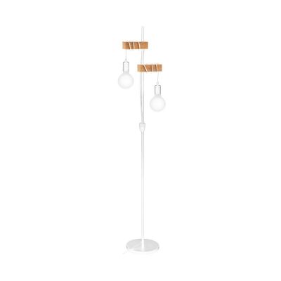 Witte landelijke vloerlamp, Anton, staal