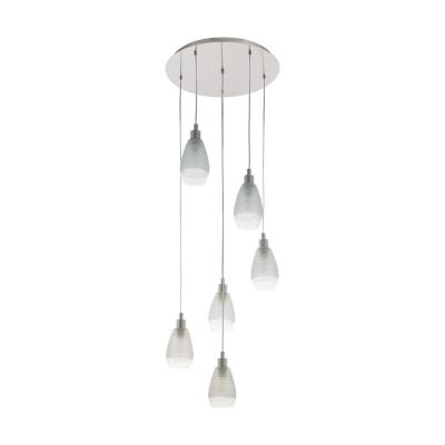 Nikkelen design hanglamp glas, Kik