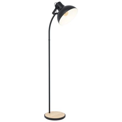 Zwarte industriële vloerlamp, Elmira, staal
